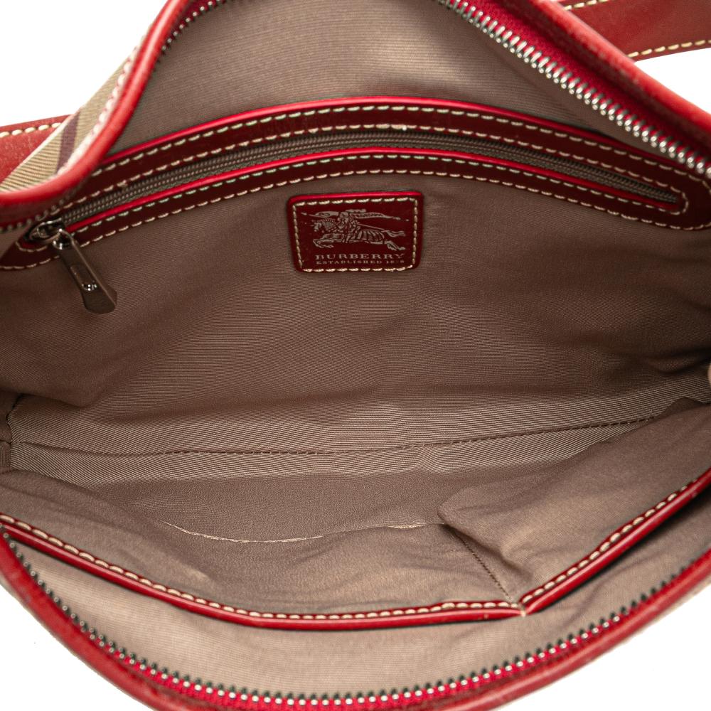 Burberry B Burberry Brown Beige with Red Coated Canvas Fabric Supernova Check Larkin Hobo China