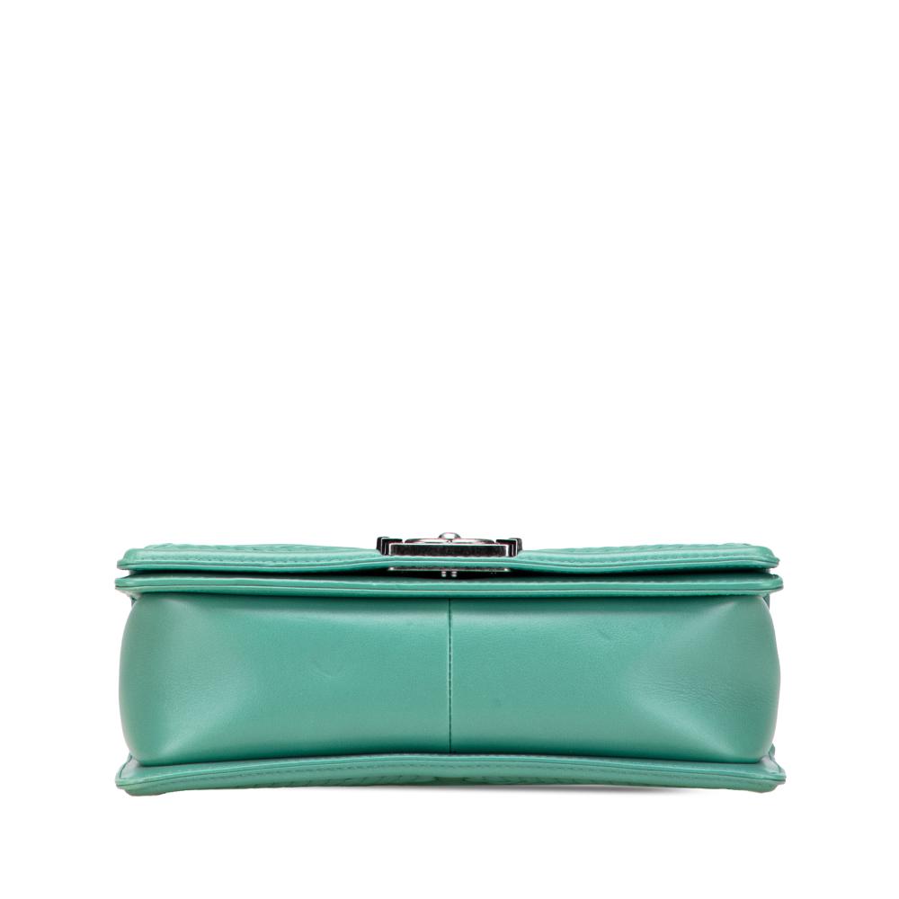 Chanel B Chanel Green Lambskin Leather Leather New Medium Braided Chevron Lambskin Boy Flap France