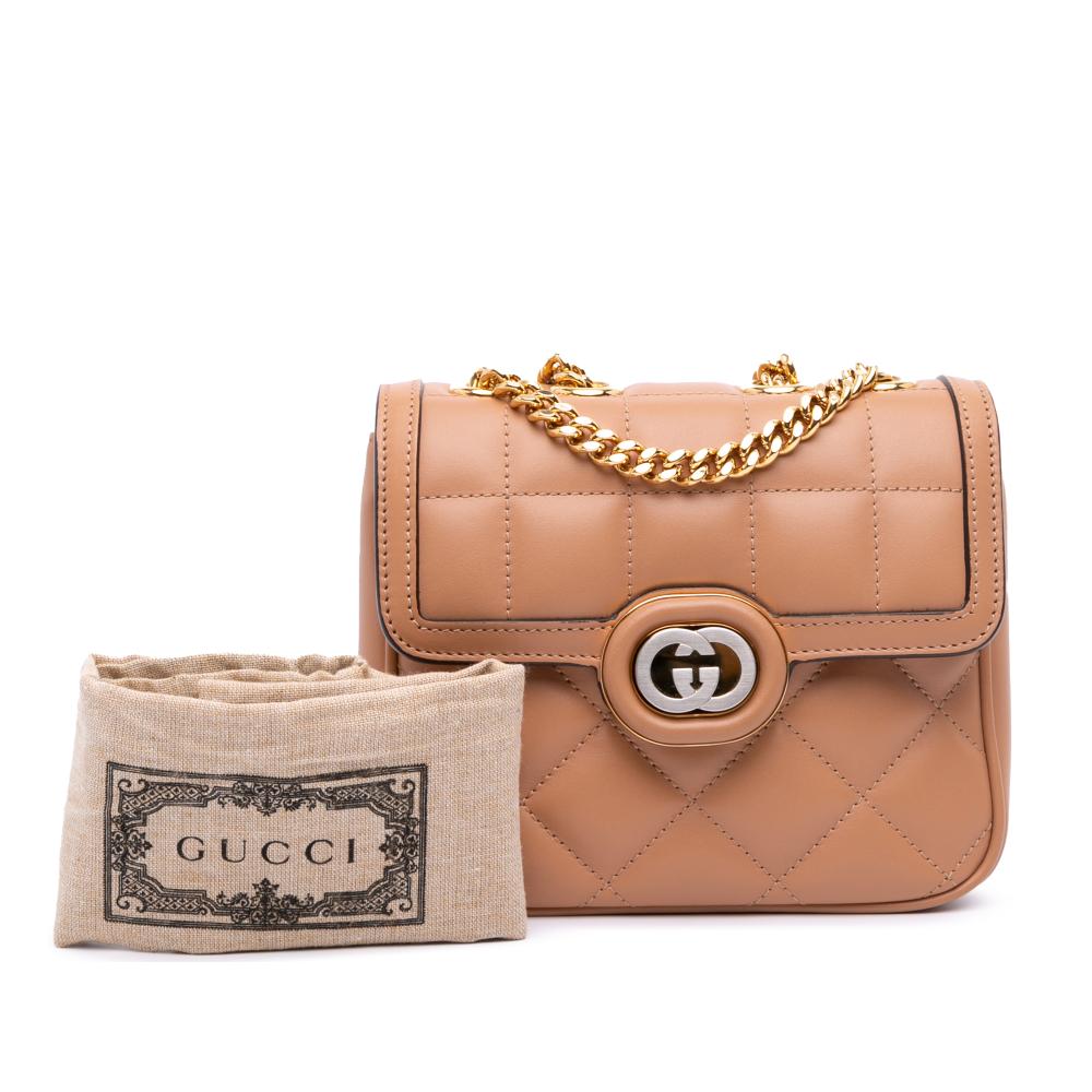 Gucci B Gucci Brown Caramel Calf Leather Mini Deco Chain Shoulder Bag Italy