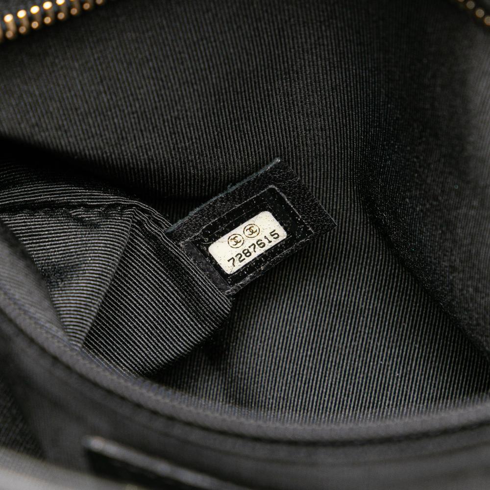 Chanel B Chanel Black Lambskin Leather Leather CC Choco Bar Lambskin Tote Italy