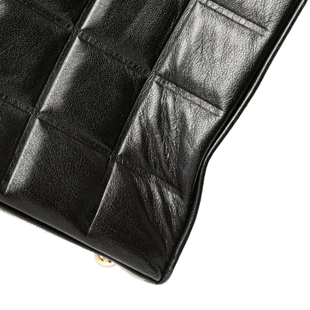 Chanel B Chanel Black Lambskin Leather Leather CC Choco Bar Lambskin Tote Italy