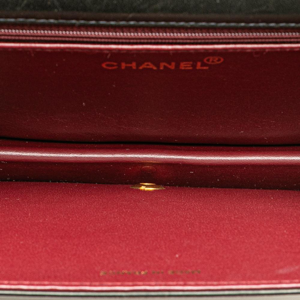 Chanel B Chanel Black Lambskin Leather Leather CC Quilted Lambskin Full Single Flap France