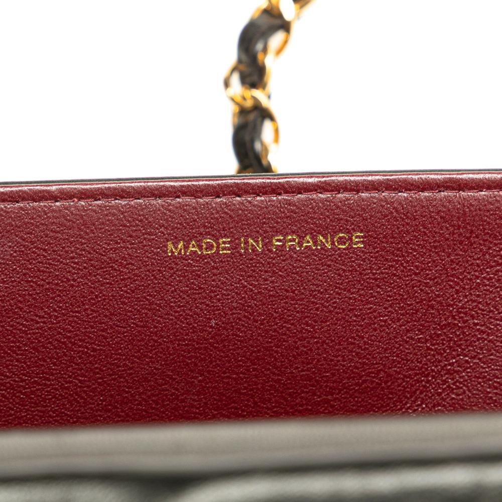 Chanel B Chanel Black Lambskin Leather Leather CC Quilted Lambskin Full Single Flap France