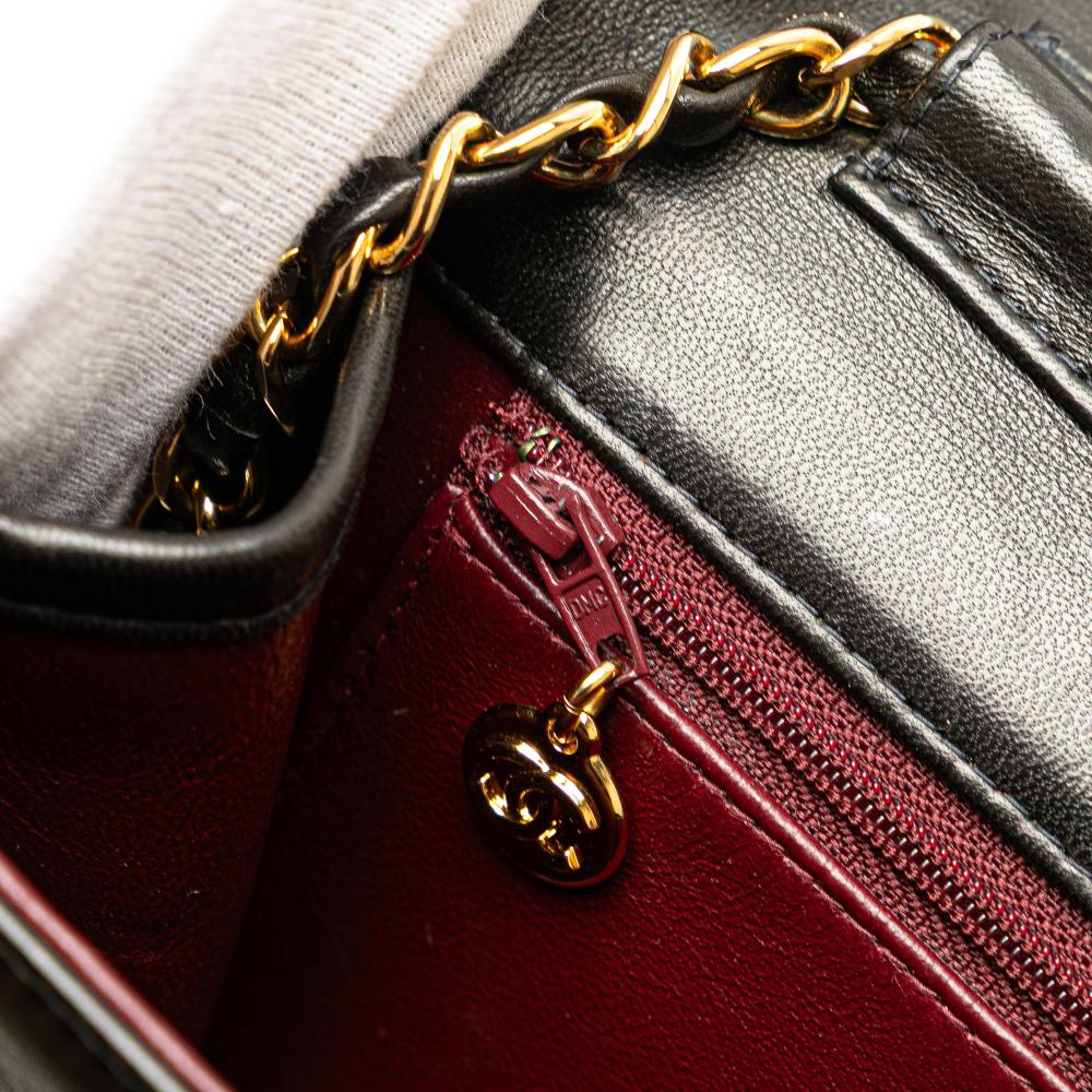 Chanel B Chanel Black Lambskin Leather Leather CC Quilted Lambskin Full Single Flap France