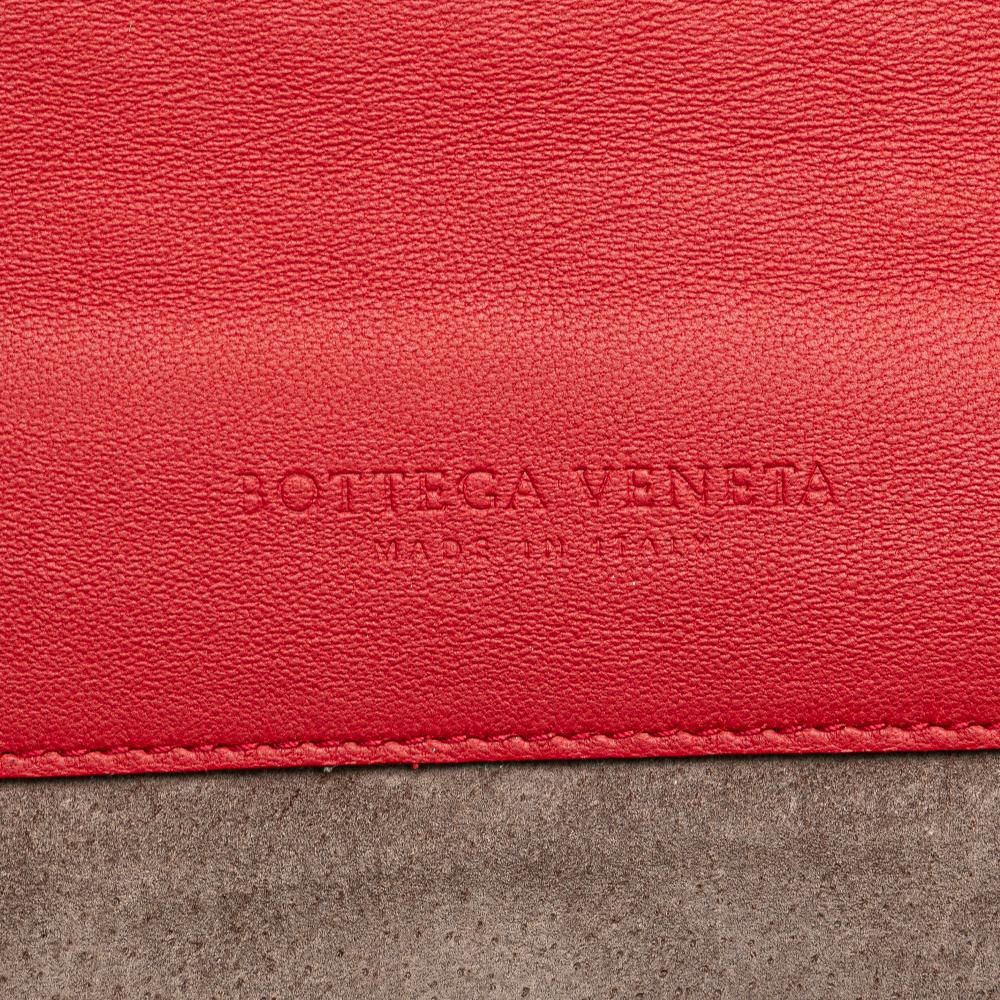 Bottega Veneta B Bottega Veneta Red with Black Nappa Leather Leather Nappa Intrecciato Glass Shoulder Bag Italy