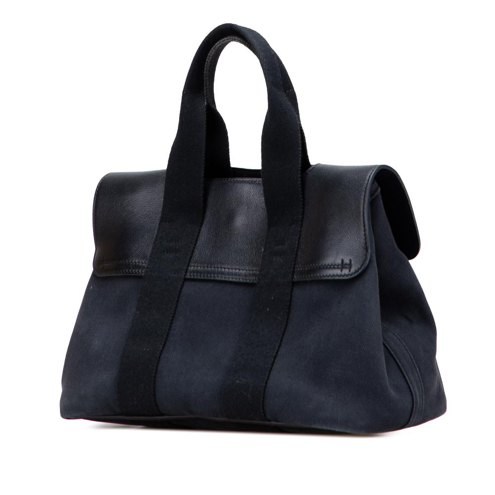 Hermès B Hermès Black Canvas Fabric Toile Valparaiso PM France