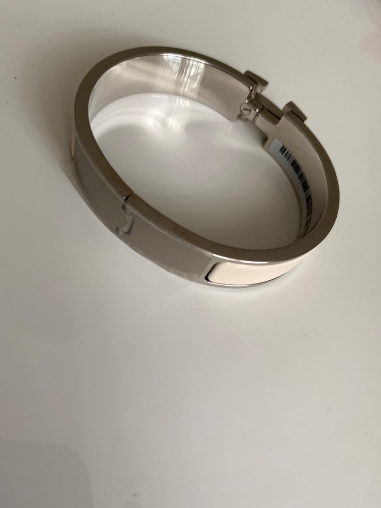 Hermès Bracelet Hermès Clic étroit H Crème avec émail argenté PM France