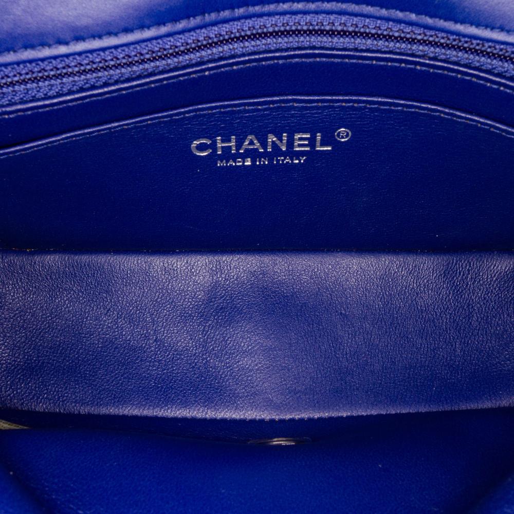 Chanel AB Chanel Blue Patent Leather Leather Mini Rectangular Classic Chevron Patent Single Flap Italy