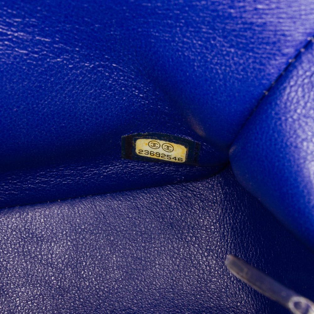 Chanel AB Chanel Blue Patent Leather Leather Mini Rectangular Classic Chevron Patent Single Flap Italy