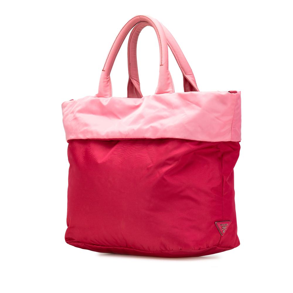 Prada B Prada Pink Dark Pink Nylon Fabric Tessuto Reversible Satchel Italy