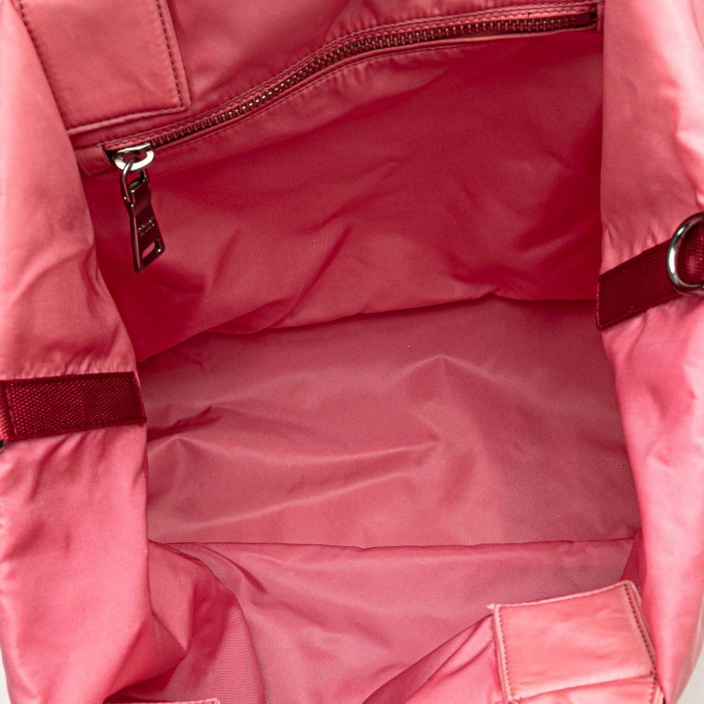 Prada B Prada Pink Dark Pink Nylon Fabric Tessuto Reversible Satchel Italy
