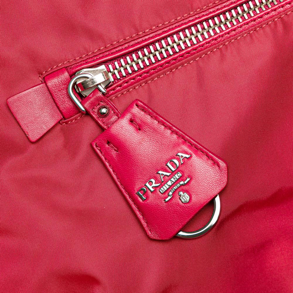 Prada B Prada Pink Dark Pink Nylon Fabric Tessuto Reversible Satchel Italy