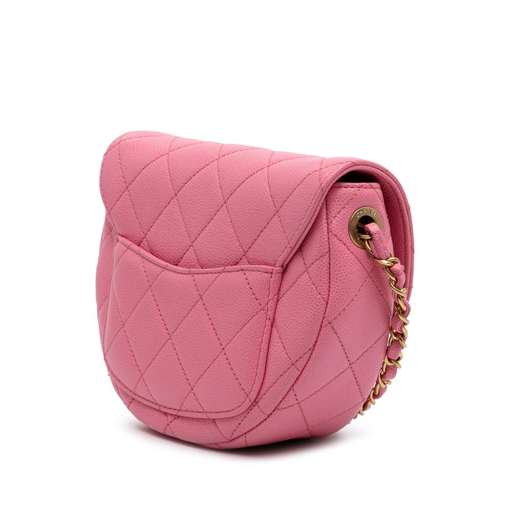 Chanel AB Chanel Pink Caviar Leather Leather Mini CC Quilted Caviar Messenger Flap Italy