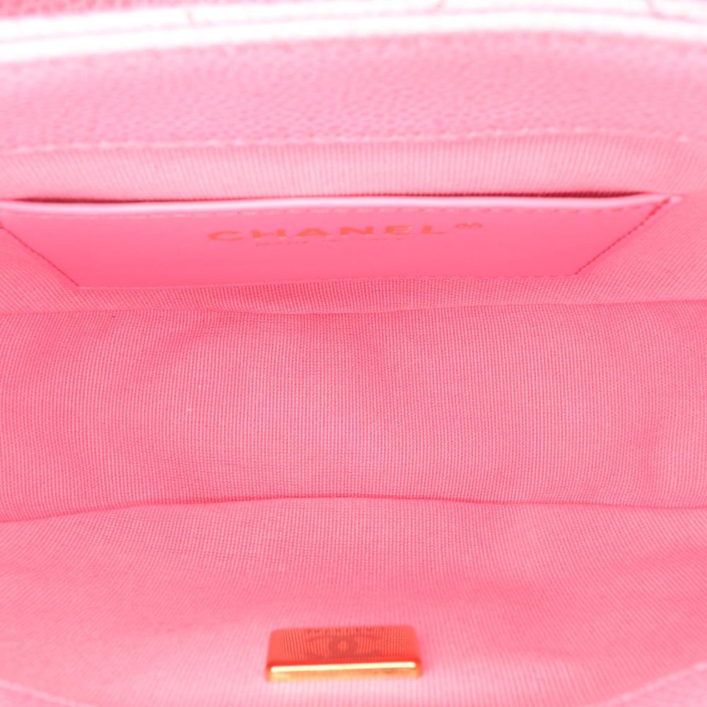 Chanel AB Chanel Pink Caviar Leather Leather Mini CC Quilted Caviar Messenger Flap Italy