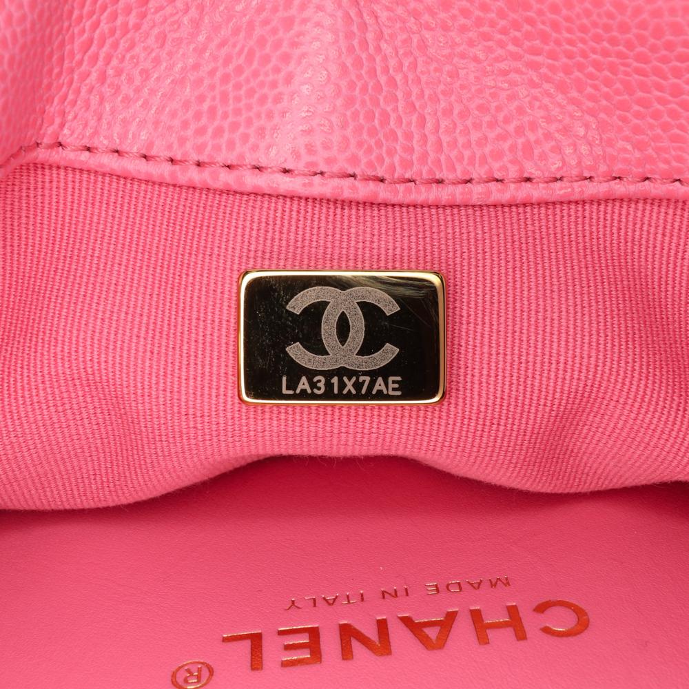 Chanel AB Chanel Pink Caviar Leather Leather Mini CC Quilted Caviar Messenger Flap Italy