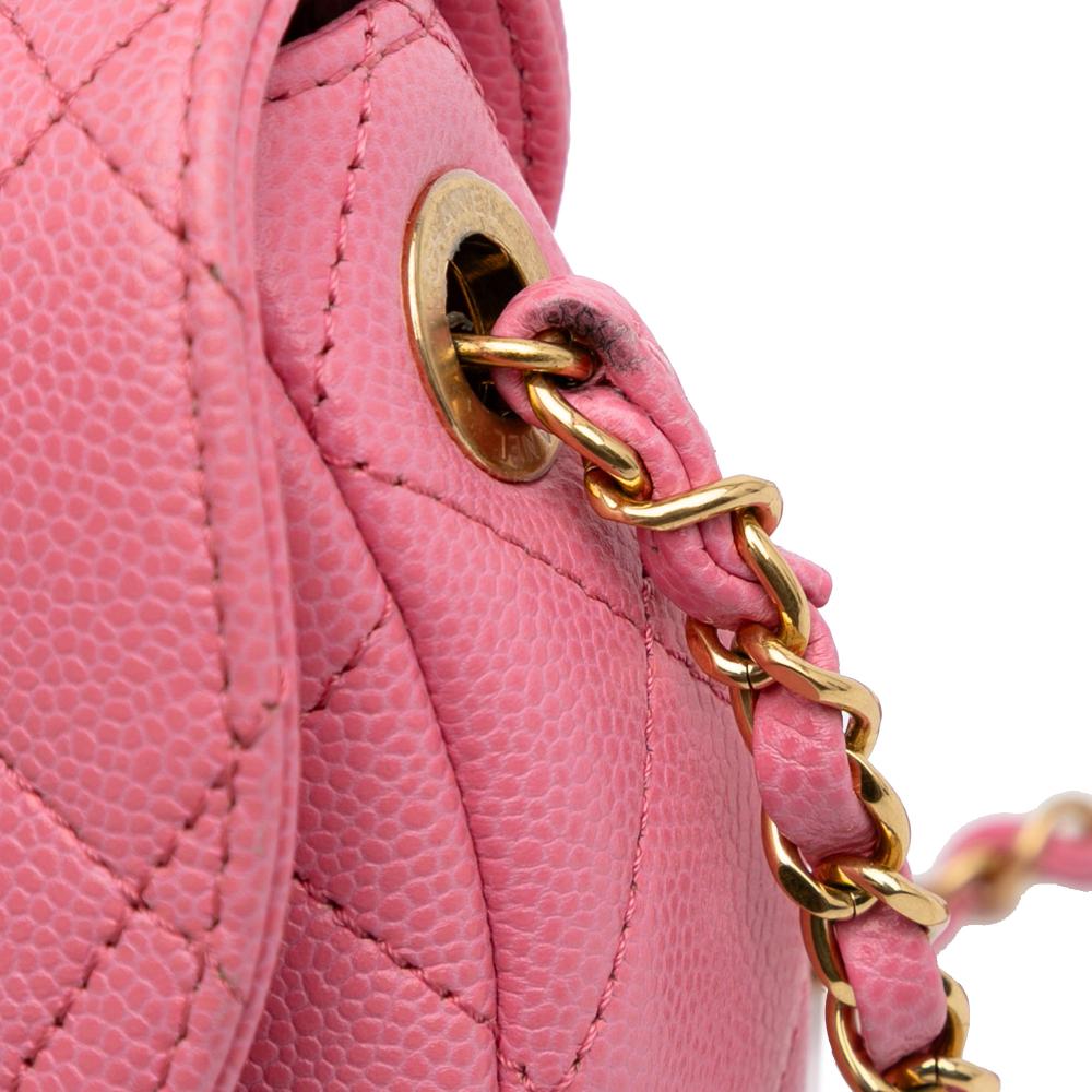 Chanel AB Chanel Pink Caviar Leather Leather Mini CC Quilted Caviar Messenger Flap Italy