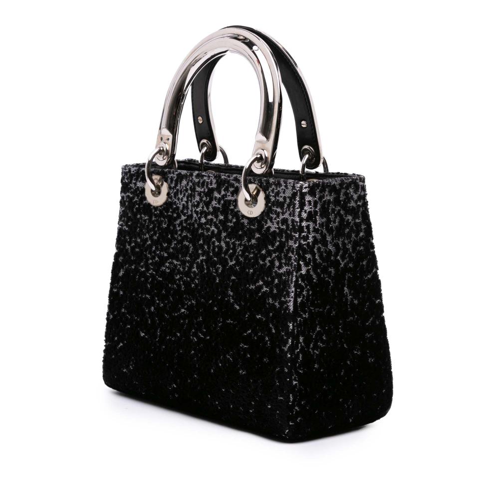 Christian Dior B Dior Black Velvet Fabric Medium and Canvas Lady D Lite Italy