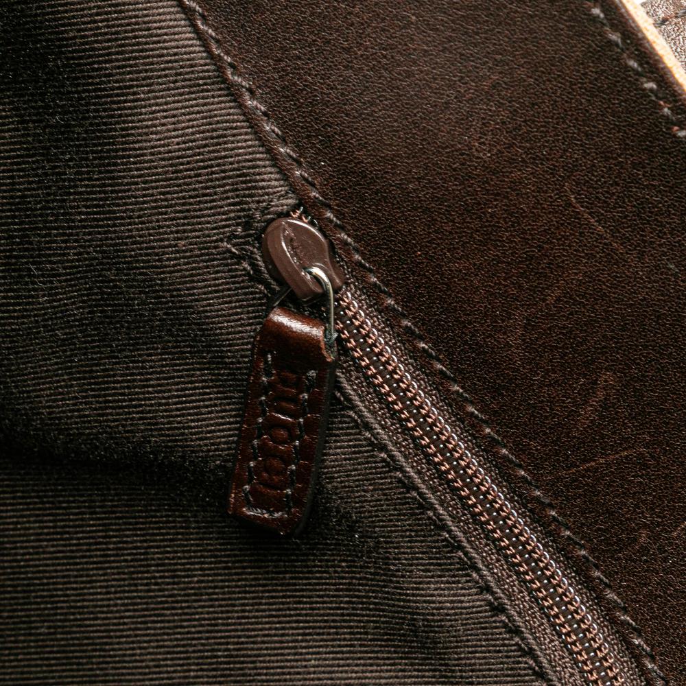 Gucci B Gucci Brown Beige Canvas Fabric GG Tote Italy