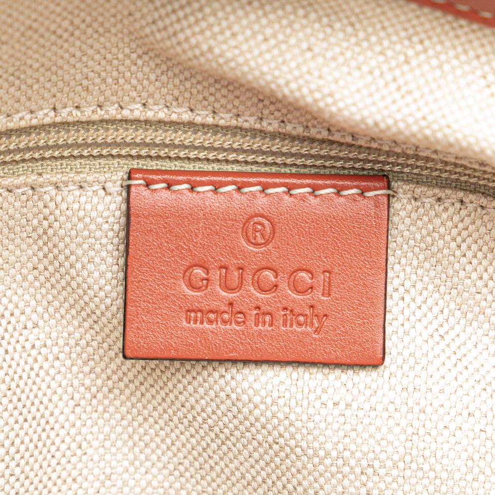 Gucci B Gucci Brown Beige with Pink Canvas Fabric Diamante Sukey Satchel Italy