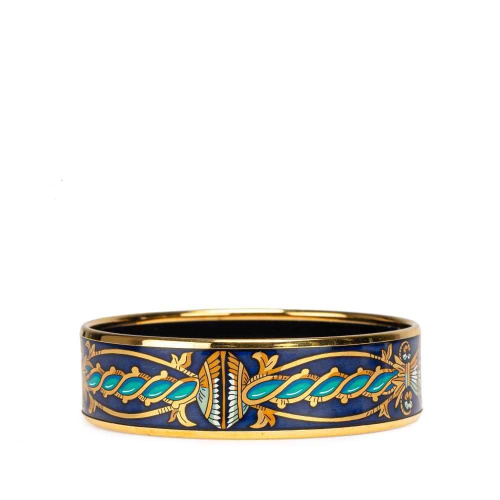 Hermès B Hermès Blue Dark Blue Enamel Other Wide Cloisonne Bangle 65 Austria