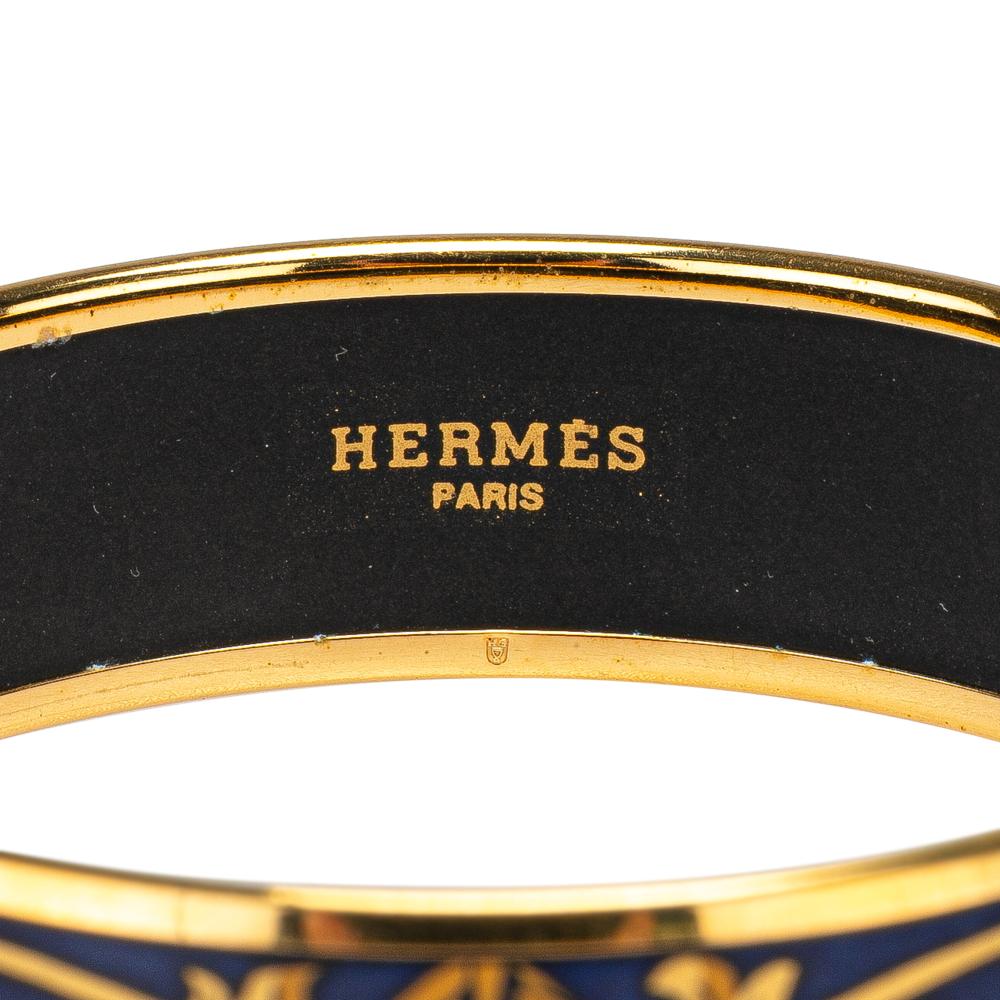 Hermès B Hermès Blue Dark Blue Enamel Other Wide Cloisonne Bangle 65 Austria