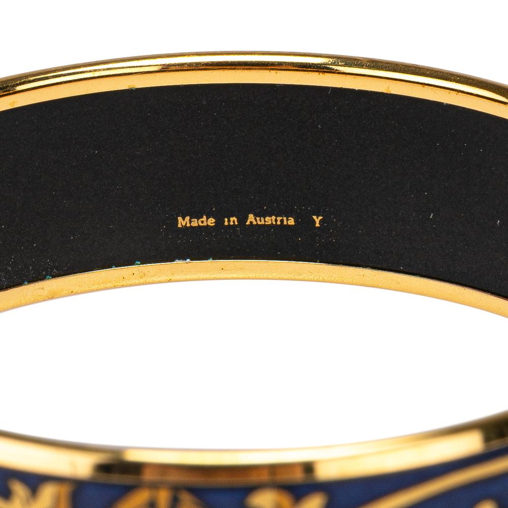 Hermès B Hermès Blue Dark Blue Enamel Other Wide Cloisonne Bangle 65 Austria