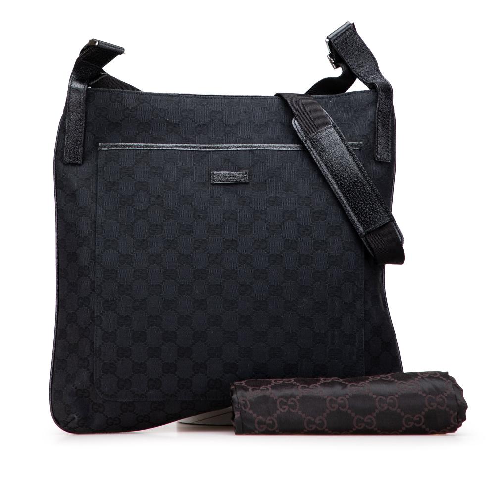 Gucci B Gucci Black Canvas Fabric GG Crossbody Italy