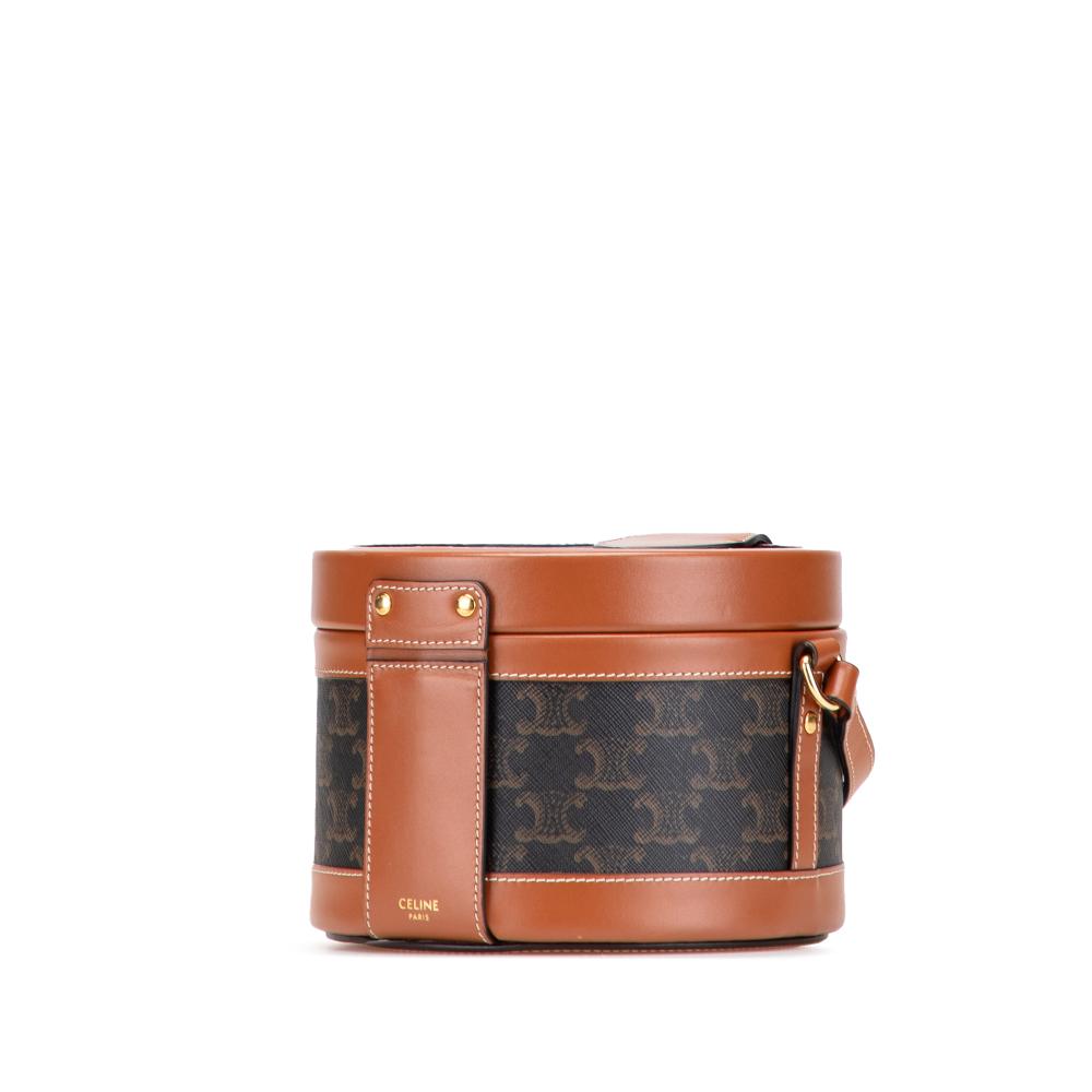 Celine B Celine Brown Dark Brown Coated Canvas Fabric Medium Triomphe Tambour Crossbody Italy