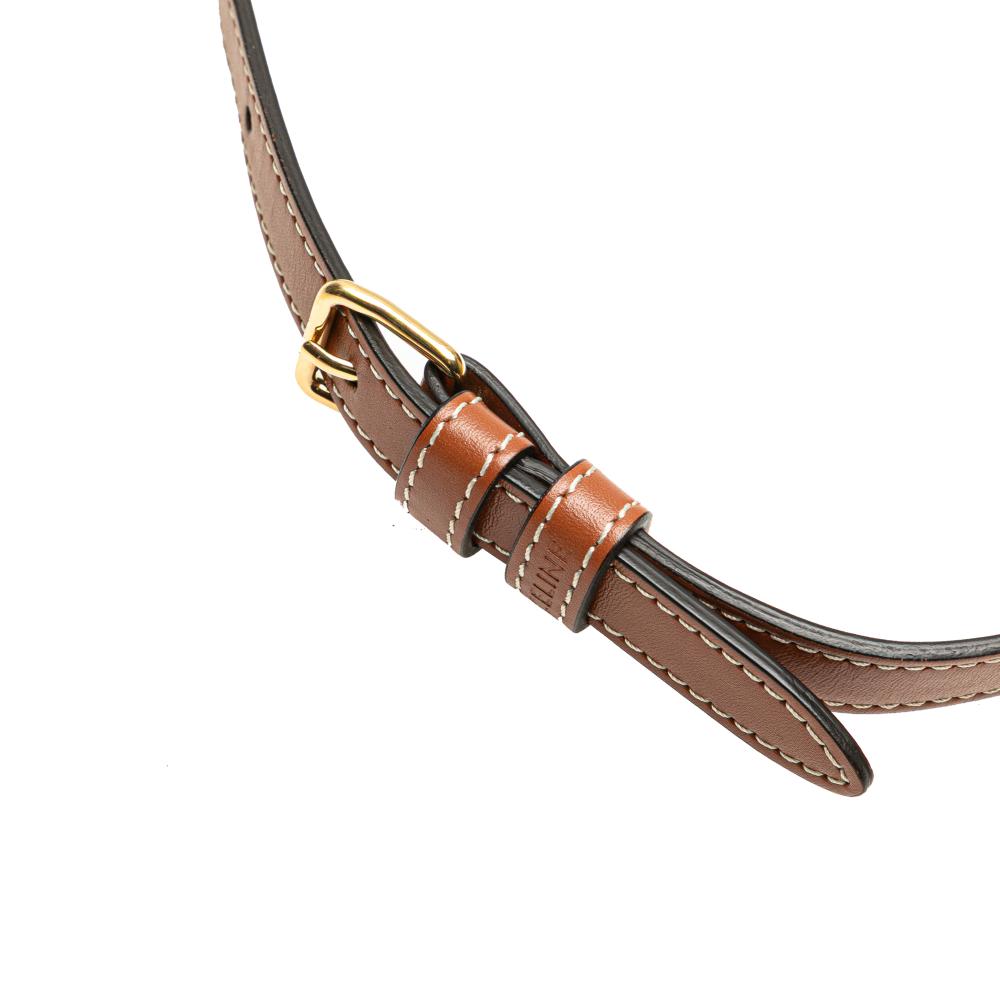 Celine B Celine Brown Dark Brown Coated Canvas Fabric Medium Triomphe Tambour Crossbody Italy