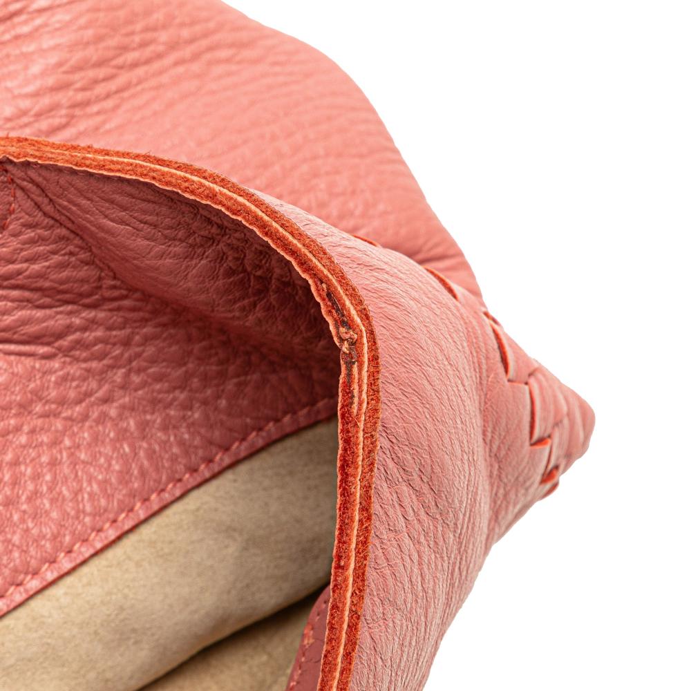 Bottega Veneta B Bottega Veneta Pink Blush Goatskin Leather Small Intrecciato Trimmed Cervo Bucket Bag Italy