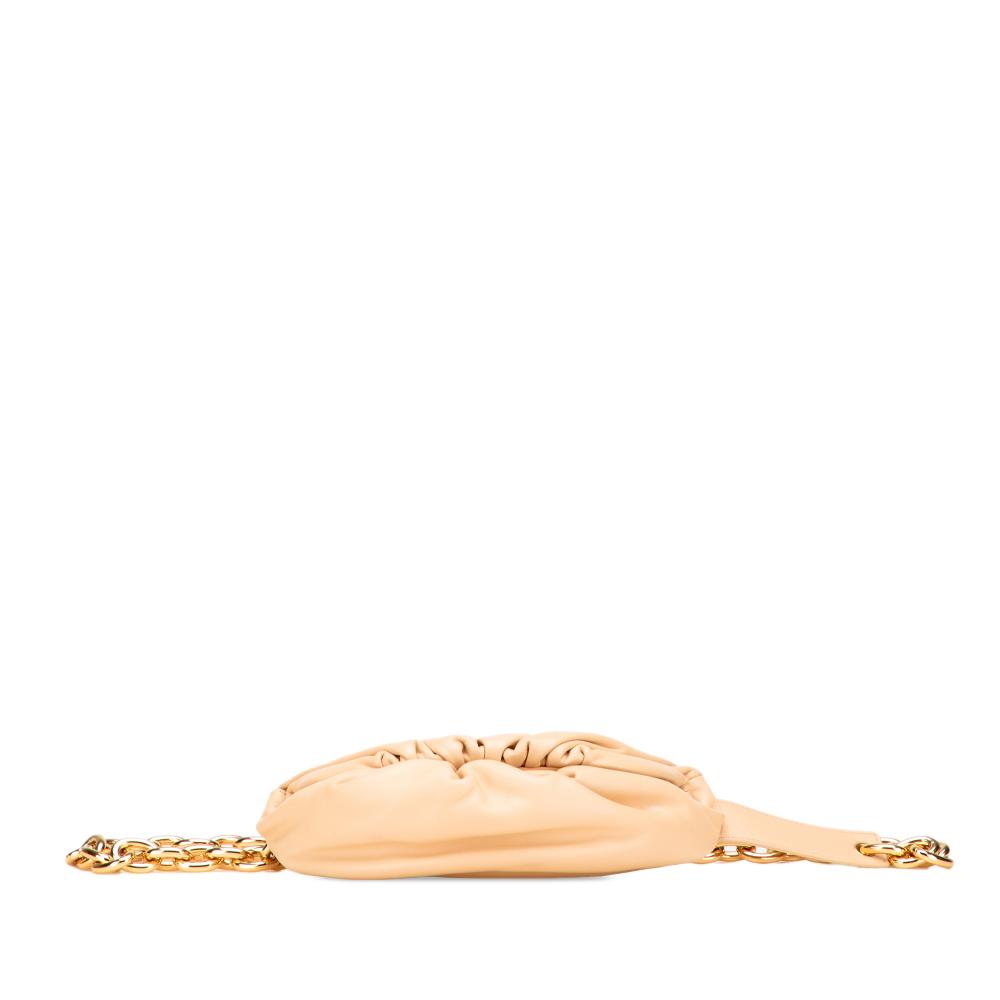 Bottega Veneta AB Bottega Veneta Brown Beige Lambskin Leather Leather Lambskin Belt Chain Pouch Italy