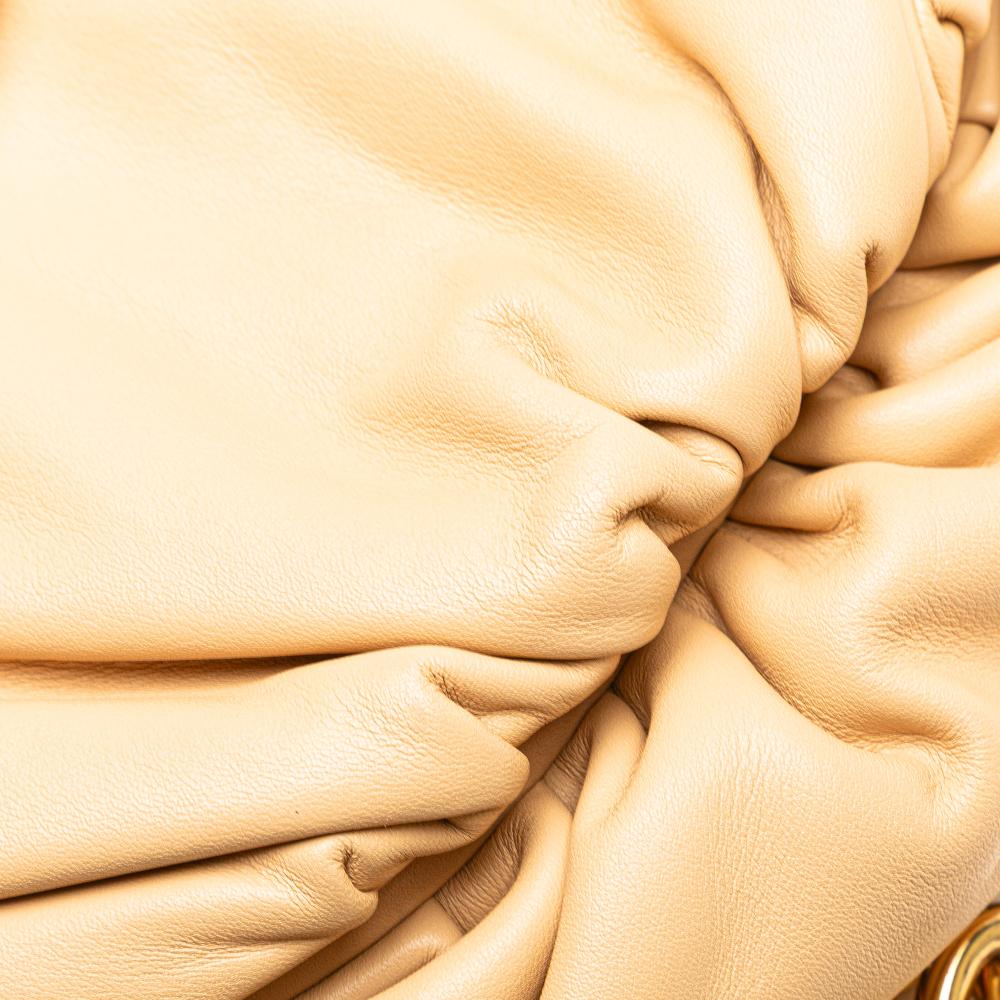 Bottega Veneta AB Bottega Veneta Brown Beige Lambskin Leather Leather Lambskin Belt Chain Pouch Italy