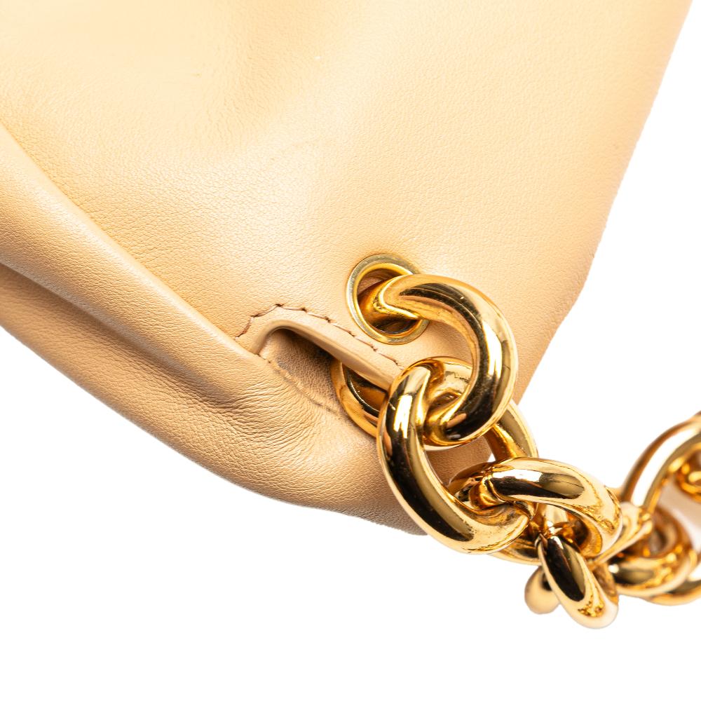 Bottega Veneta AB Bottega Veneta Brown Beige Lambskin Leather Leather Lambskin Belt Chain Pouch Italy