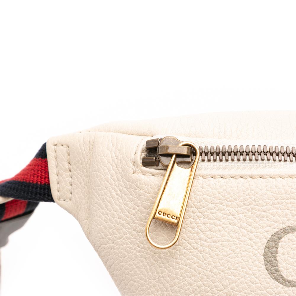 Gucci B Gucci White Calf Leather Logo Belt Bag Italy