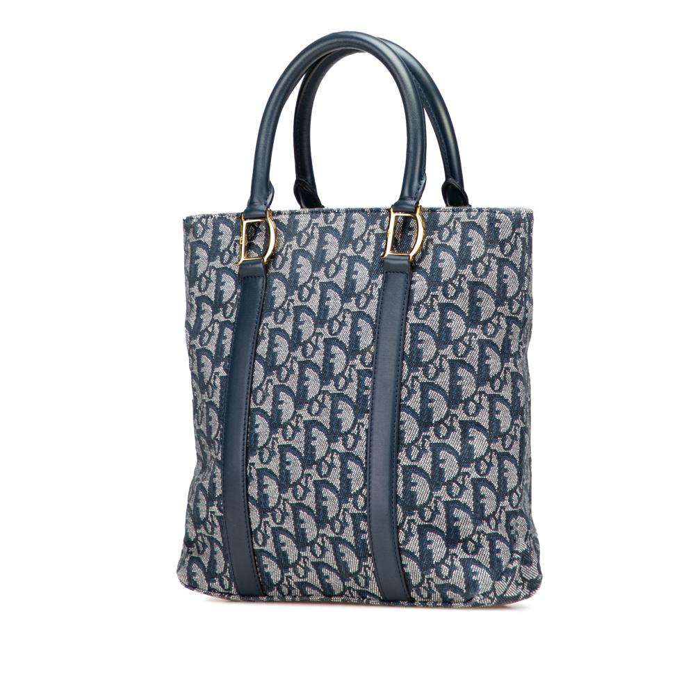 Christian Dior B Dior Blue Canvas Fabric Diorissimo Trotter Tote Italy