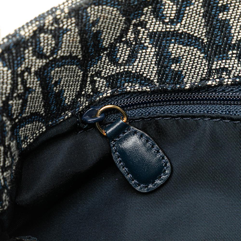 Christian Dior B Dior Blue Canvas Fabric Diorissimo Trotter Tote Italy