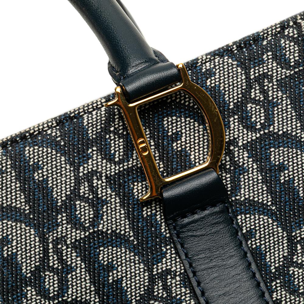 Christian Dior B Dior Blue Canvas Fabric Diorissimo Trotter Tote Italy