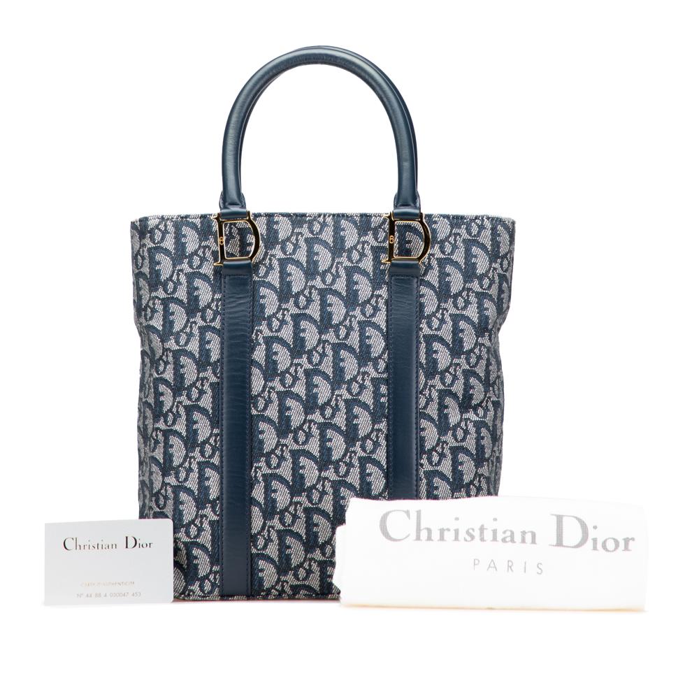 Christian Dior B Dior Blue Canvas Fabric Diorissimo Trotter Tote Italy