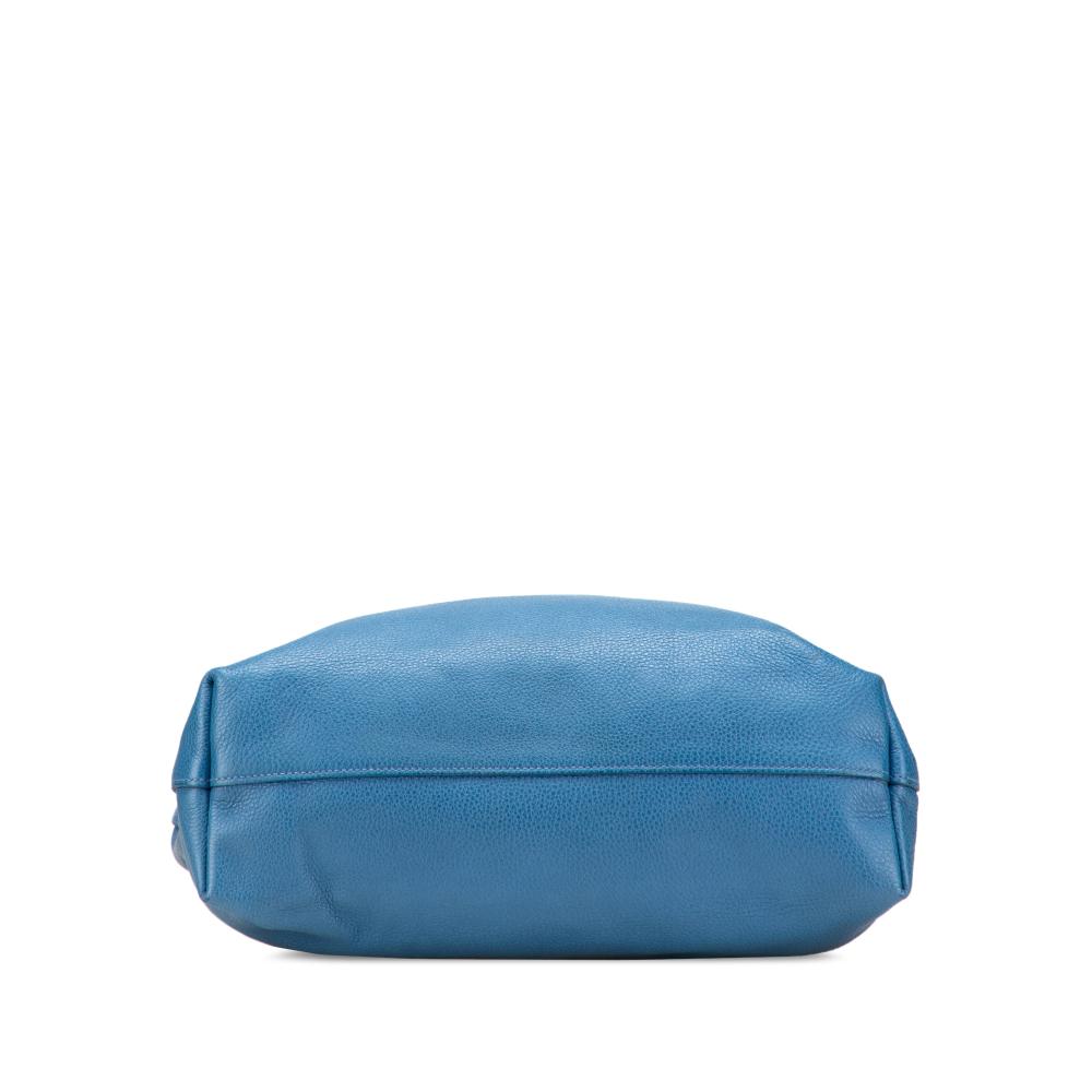 Prada B Prada Blue Calf Leather Vitello Daino Open Convertible Tote Italy