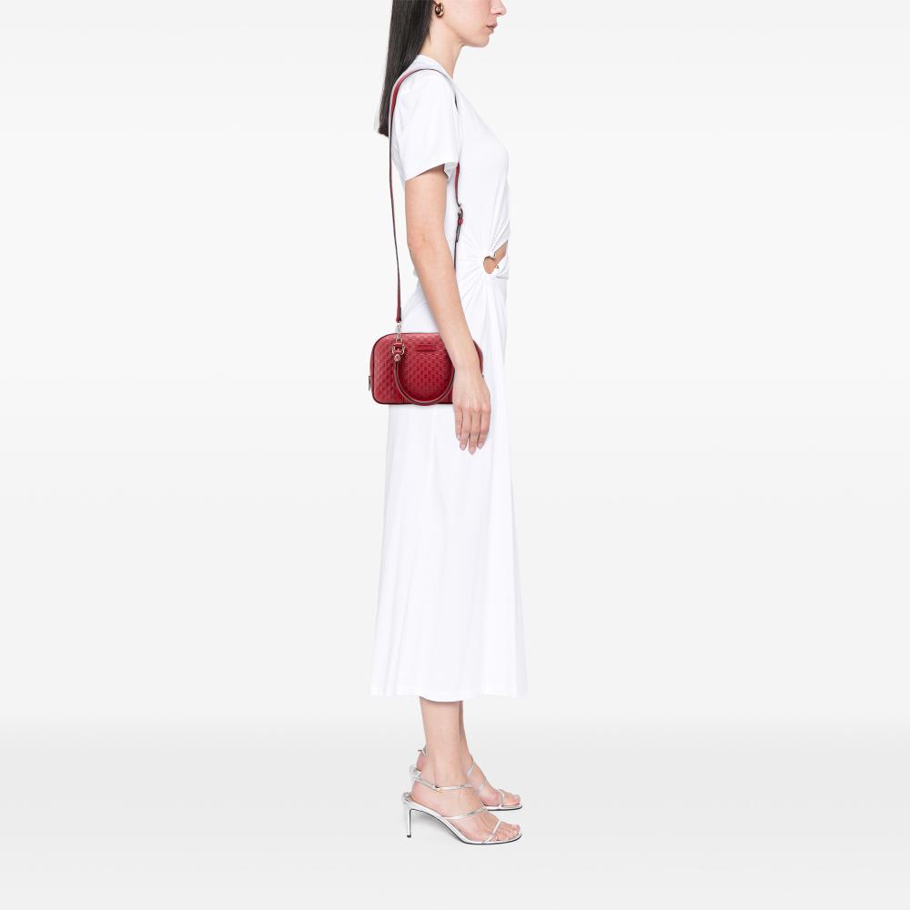 Gucci B Gucci Red Calf Leather Small Microguccissima Bree Satchel Italy