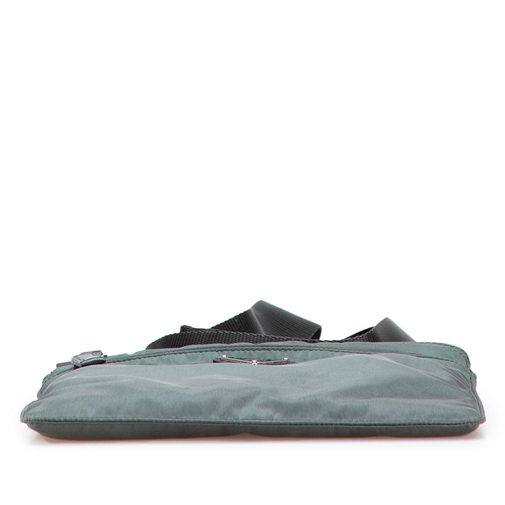 Prada B Prada Green Dark Green Nylon Fabric Tessuto Zip Top Crossbody Italy