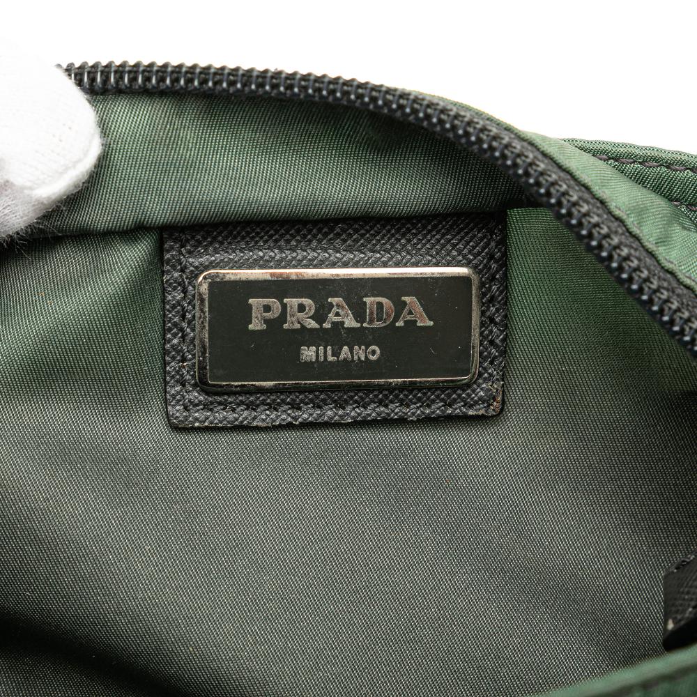 Prada B Prada Green Dark Green Nylon Fabric Tessuto Zip Top Crossbody Italy