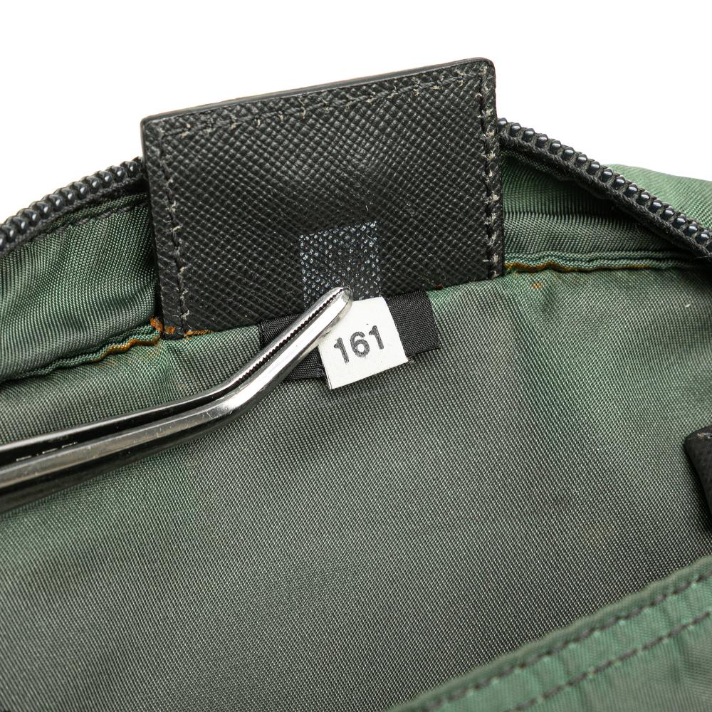 Prada B Prada Green Dark Green Nylon Fabric Tessuto Zip Top Crossbody Italy
