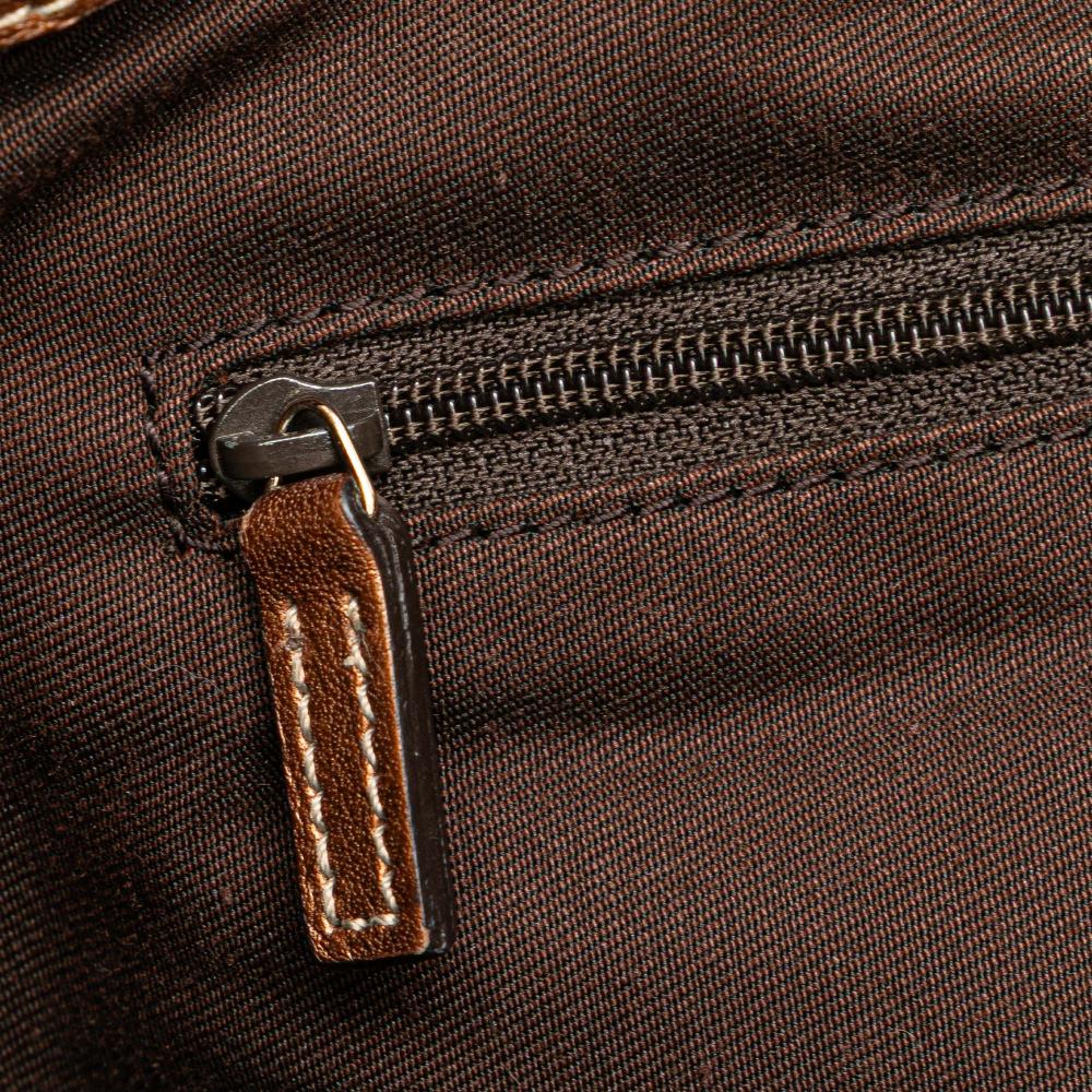 Gucci B Gucci Brown Beige Canvas Fabric GG Sukey Satchel Italy