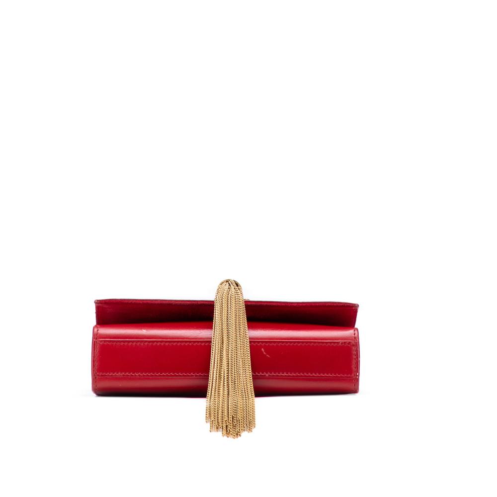 Saint Laurent B Saint Laurent Red Calf Leather Small Monogram Kate Tassel Crossbody Italy