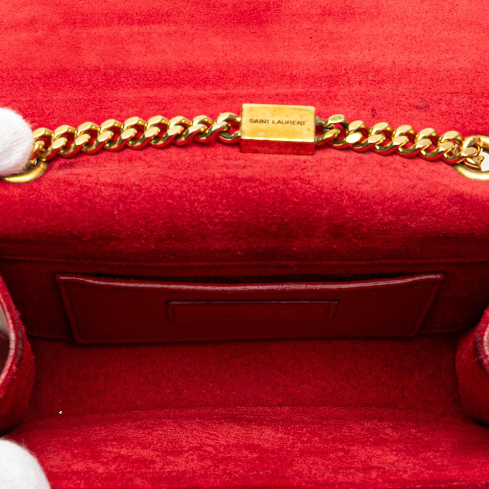 Saint Laurent B Saint Laurent Red Calf Leather Small Monogram Kate Tassel Crossbody Italy