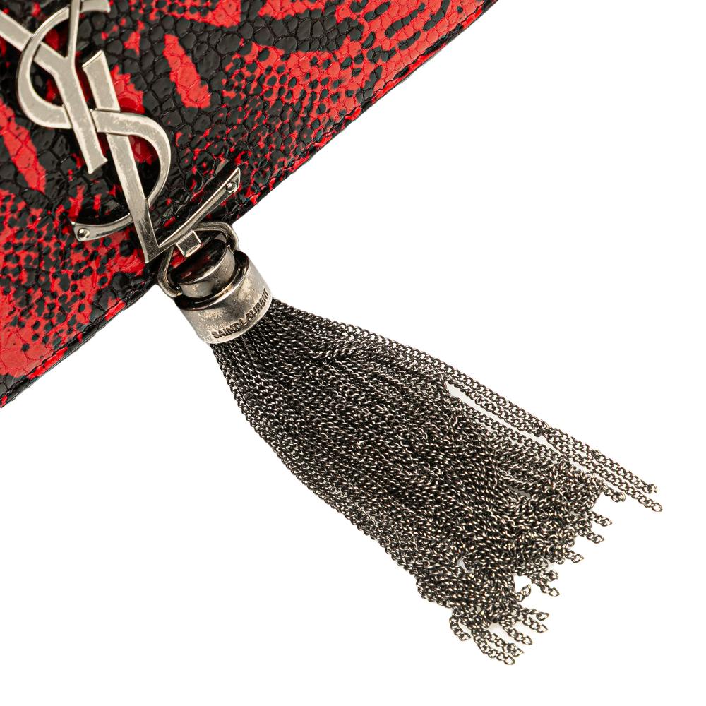 Saint Laurent B Saint Laurent Red Calf Leather Small Embossed skin Classic Monogram Kate Crossbody Italy