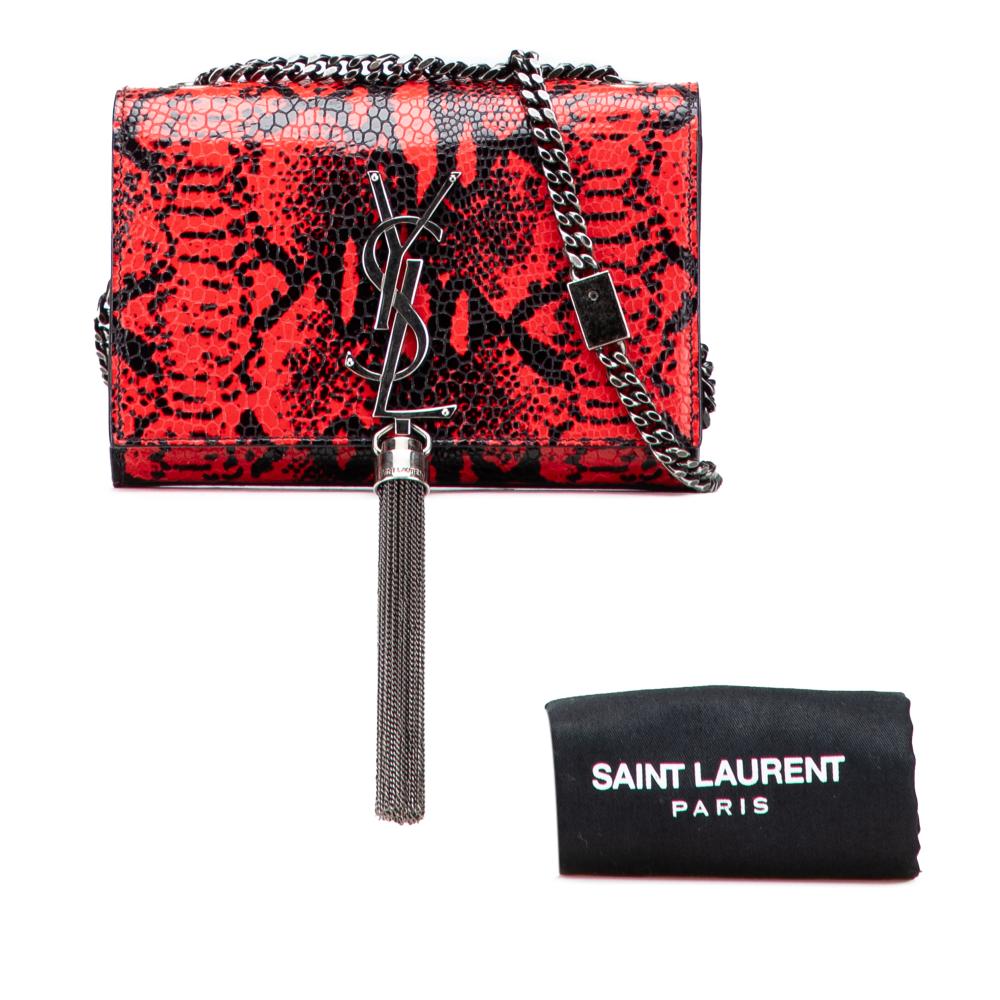 Saint Laurent B Saint Laurent Red Calf Leather Small Embossed skin Classic Monogram Kate Crossbody Italy