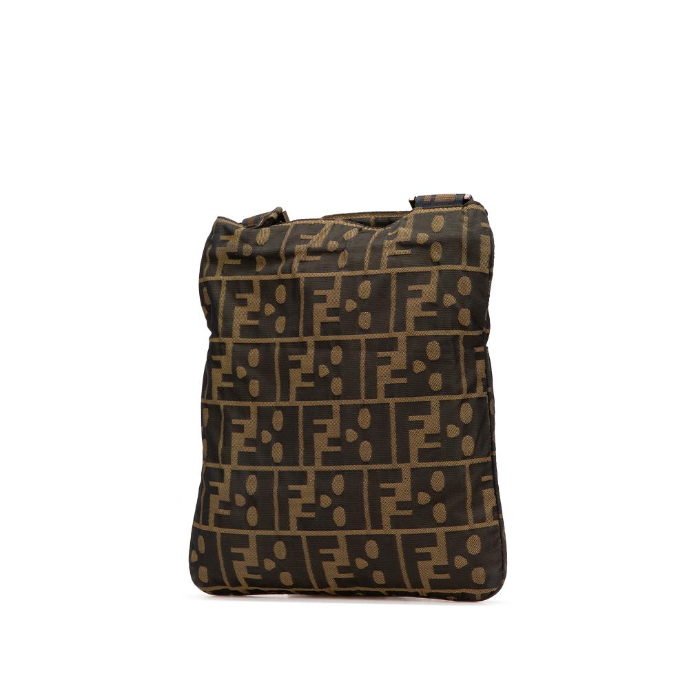 Fendi B Fendi Brown Canvas Fabric Zucca Skull Crossbody Italy