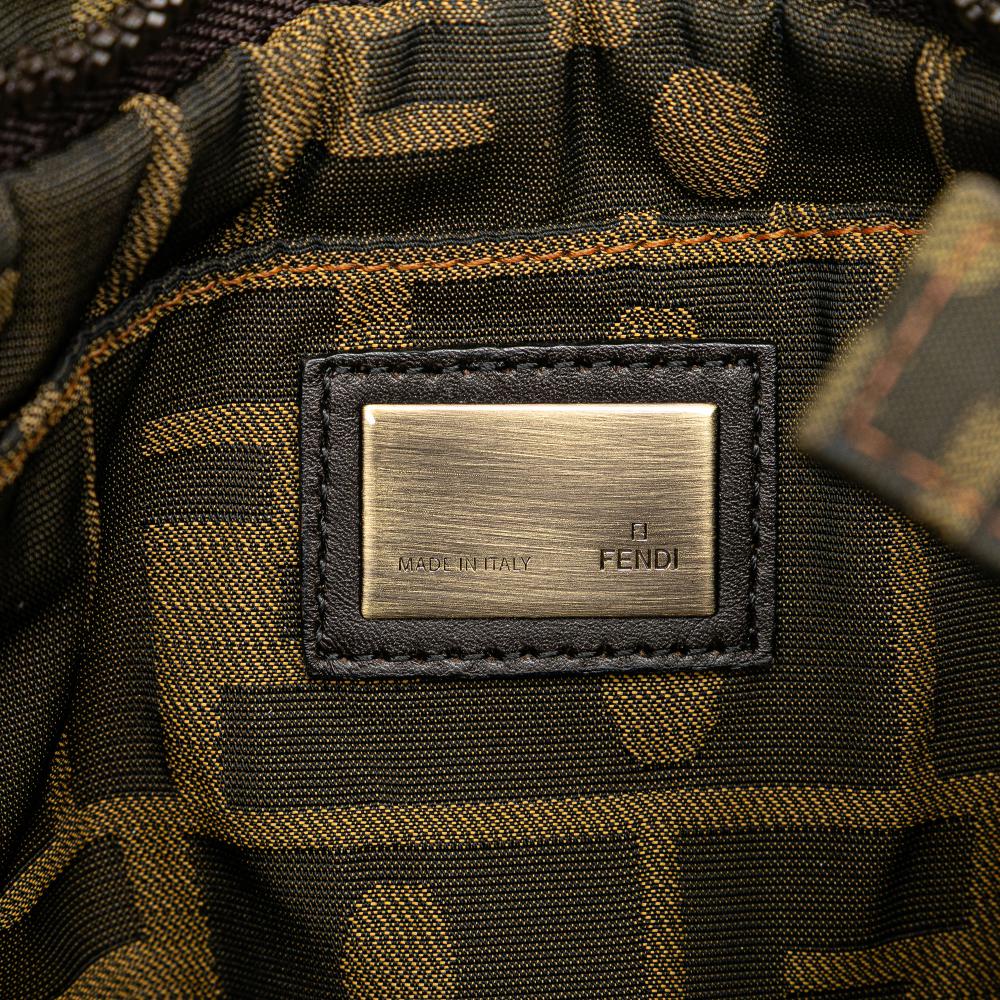 Fendi B Fendi Brown Canvas Fabric Zucca Skull Crossbody Italy